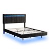 Queen Size Floating Bed Frame With LED Lights And USB Charging Ports Modern Upholstered Platform LED Bed Frame No Box Spring Needed, - 4 of 4
