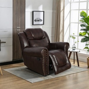 MAYEERTY Recliner Chair, Breathable Leather Reclining Chair with Adjustable Backrest for Living Room, Espresso - 1 of 4