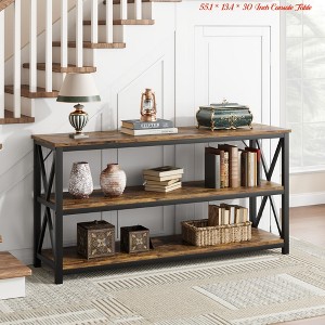Entryway 55.1 * 13.4 * 30 Inch Console Table, 3-Tier Entryway Table w/ Open Shelves, Entryway Table with Storage, Living Room Tables - 1 of 4