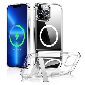 iMountek"Magnetic Metal Kickstand Clear Case for iPhone 14 Pro Max, Shockproof, Anti-Yellowing, Magsafe Compatible"Transparent - 1 of 4