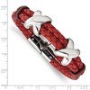 Black Bow Jewelry Stainless Steel, Red Leather & Rubber X Bead Strand Bracelet, 8 Inch - 4 of 4