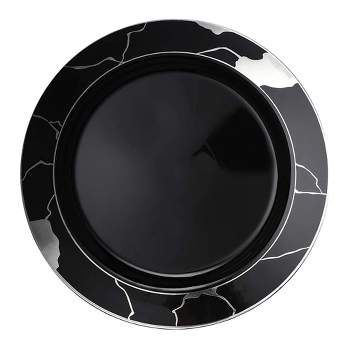 Smarty Had A Party 7.5" Black with Silver Marble Disposable Plastic Appetizer/Salad Plates (120 Plates)