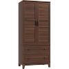 Armoire Wardrobe Closet with 2 Drawers,72" Wooden Wardrobe Cabinet with Hanging Rod, Tall Clothing Armoire Cabinet - 3 of 4