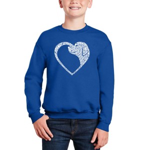 LA Pop Art Dog Heart - Boy's Word Art Crewneck Sweatshirt - 1 of 3