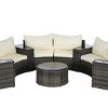 Half-Moon Outdoor Backyard Sectional Sofa Set,11 Piece Balcony Wicker Rattan Sofa,Cushion Garden Furniture Sofa with Coffee Table-Coolbibila - 4 of 4