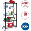 Angel Sar 5-Tier Heavy Duty Storage Shelf, Black Adjustable Metal Utility Rack 90x45x180cm, 875kg Capacity Freestanding Shelving Unit for Kitchen - 4 of 4