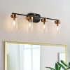 Modern 4-Light Vanity Light Fixture, Black and Gold Bathroom Wall Light with Clear Glass Shades - 3 of 4