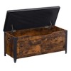 Chest 100 cm, Bench with Storage Space, Wooden Storage Chest with 2 Safety Hinges, Shoe Bench - 2 of 4
