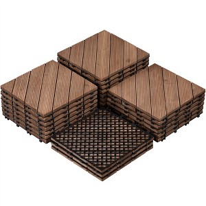 Yaheetech Fir Wood Flooring Tiles, Interlocking Wood Tiles Indoor & Outdoor For Patio Garden Deck Poolside Balcony, Easy Flooring 12" x 12" (27 x Fir Wood Tiles) - 1 of 4