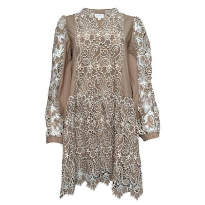Women's Wo's Woven Dress with Lace Contrast - GEEGEE