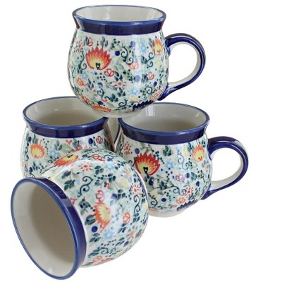 Blue Rose Polish Pottery K090-4 Manufaktura Bubble Mug Set