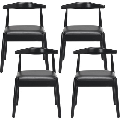 GlasFlength Dining Set of 2, Mid-Century Modern Dining Chairs with Solid Wood Legs for Kitchen and Dining Room, Black, 22.8"*22"*30.3"