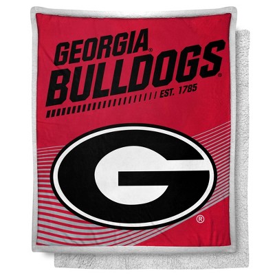 NCAA Georgia Bulldogs New School Mink Sherpa Throw Blanket