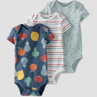 Image of Baby 3pk Veggie Bodysuit - little planet by carter's Blue/Green 6M