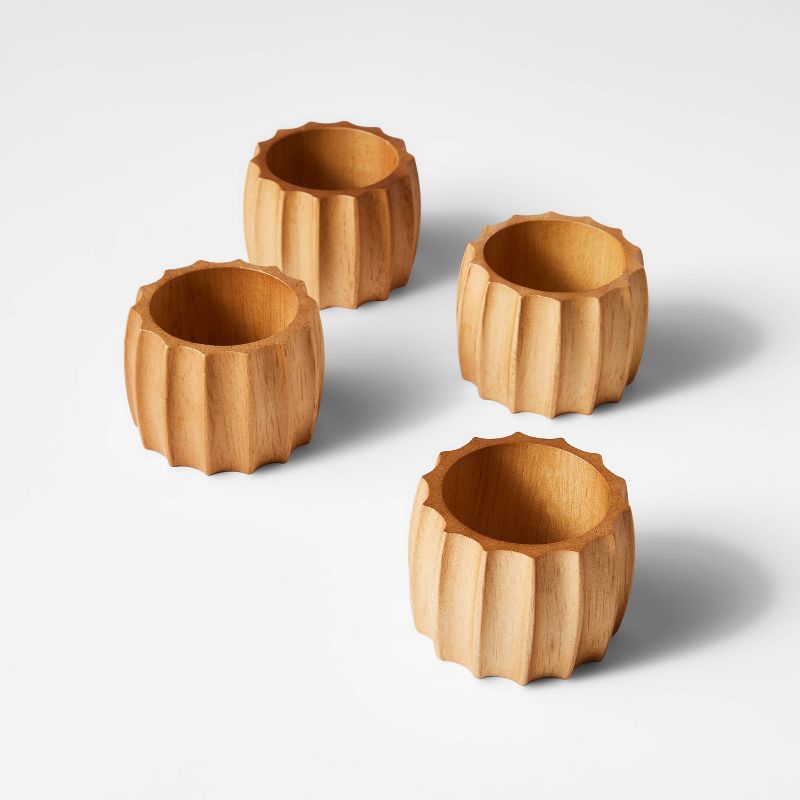 4pc Wood Napkin Rings Brown - Threshold&#8482; designed with Studio McGee, 1 of 7