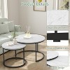 Zevemomo Nesting Coffee Table Set of 2, 27.6"with Marble Pattern Top and Sturdy Metal Frame,Circle Table for Living Room, Bedroom,Patio,Yard (White) - 3 of 4