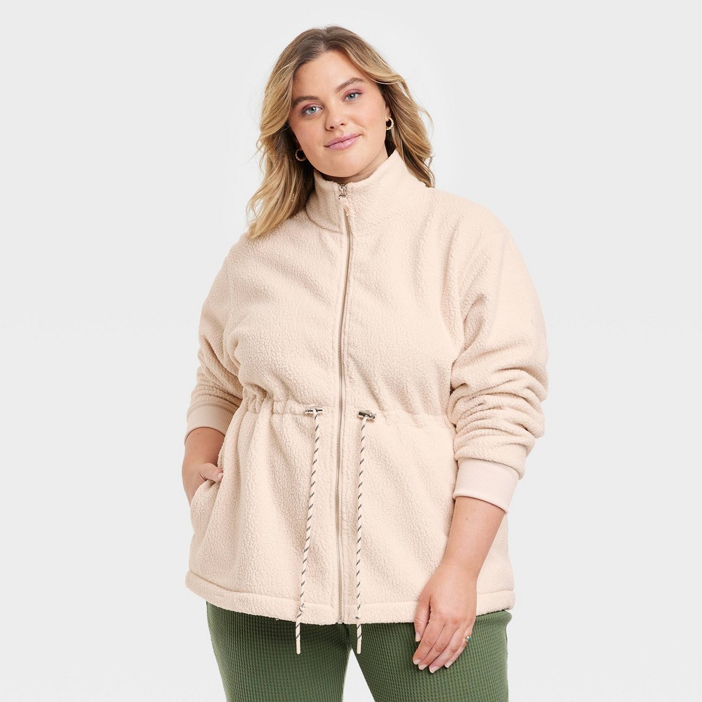 Women's Plus Size Fleece Jacket - Universal Thread Cream 1X, Ivory