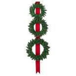 Northlight Set of 3 Pre-Lit Battery Operated Wreaths on Red Ribbon Christmas Decoration, 6.5'