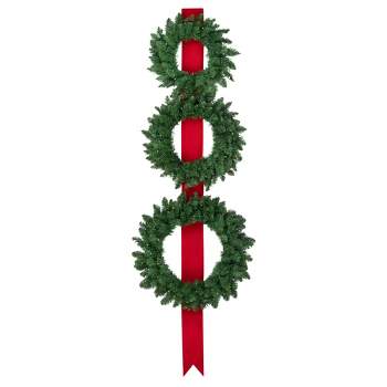 Northlight Pre-Lit Battery Operated Artificial Wreath Trio Christmas Decoration - 6.5' - Clear LED Lights