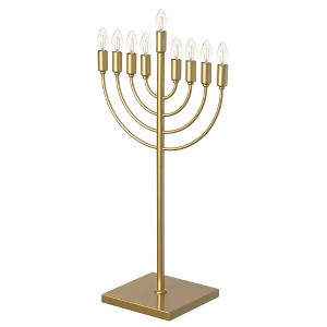 Chabad Style Hanukkah Menorah for Entryway, Living Room, Office, and Kitchen with LED Light Bulbs - 1 of 4