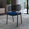 LeisureMod Ervilla Modern Dining Side Chair with Cozy Upholstered Accent Armchair and Black Iron Legs - 3 of 4