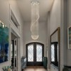 LLHZSY 10-Light Contemporary Luxury Raindrop Crystal Chandelier for High Ceiling Spiral Staircase-Chrome-W23 3/5" x H98 1/2" - 4 of 4