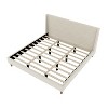 Merax Elegant Modern Cream Velvet Platform Bed with Wingback Headboard & Walnut Wooden Legs - 2 of 4