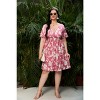 Coolmee Women's Plus Size Wrap V Neck Short Ruffle Sleeve A Line Midi Dress - 2 of 4