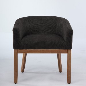 Gulches Mid Century Modern Barrel Dining Chair with Arms, Black Linen Upholstery,Hardwood Frame, Anti-Noise Legs for Kitchen/Dining Room (Single Pack) - 1 of 4