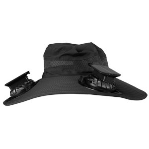 LakeForest "Outdoor Sun Hat with 2 Rechargeable Fans, Solar Powered, UPF50+, Breathable Mesh for Hiking & Fishing" Black - 1 of 4