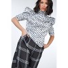 Slickblue Women's High Waist Plaid Print Pants, Wide Leg, Flowy Fit Trousers, Office Style, Black/Off White, Size S-L - 4 of 4
