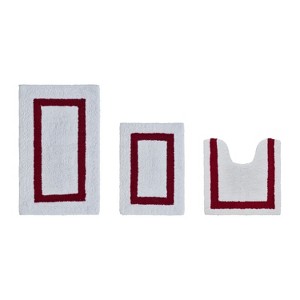 Hotel 3 PC Bath Rug 100% Premium Cotton Tufted Weave Two Tone Reversible Bathroom Rug, Super Soft Absorbent, Machine Washable Bath Mat - 1 of 4