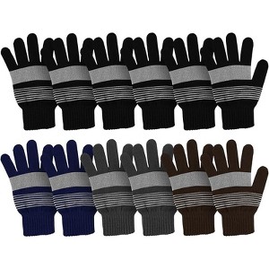 Zuppad Winter Magic Gloves, 12 Pairs Stretchy Warm Knit Bulk Pack Mens Womens Gloves - 1 of 4