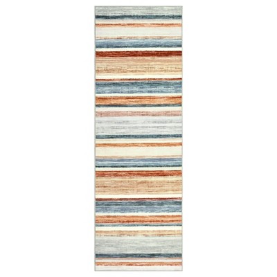 Machine Washable Indoor Modern Geometric Area Rugs with Stripped Lines, Soft Non Slip Floor Carpet for Home Office