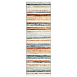Machine Washable Indoor Modern Geometric Area Rugs with Stripped Lines, Soft Non Slip Floor Carpet for Home Office - 1 of 4