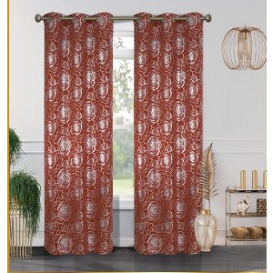 Floral Metallic Blackout Grommet Curtain Panels (Set of 2) - 1 of 4