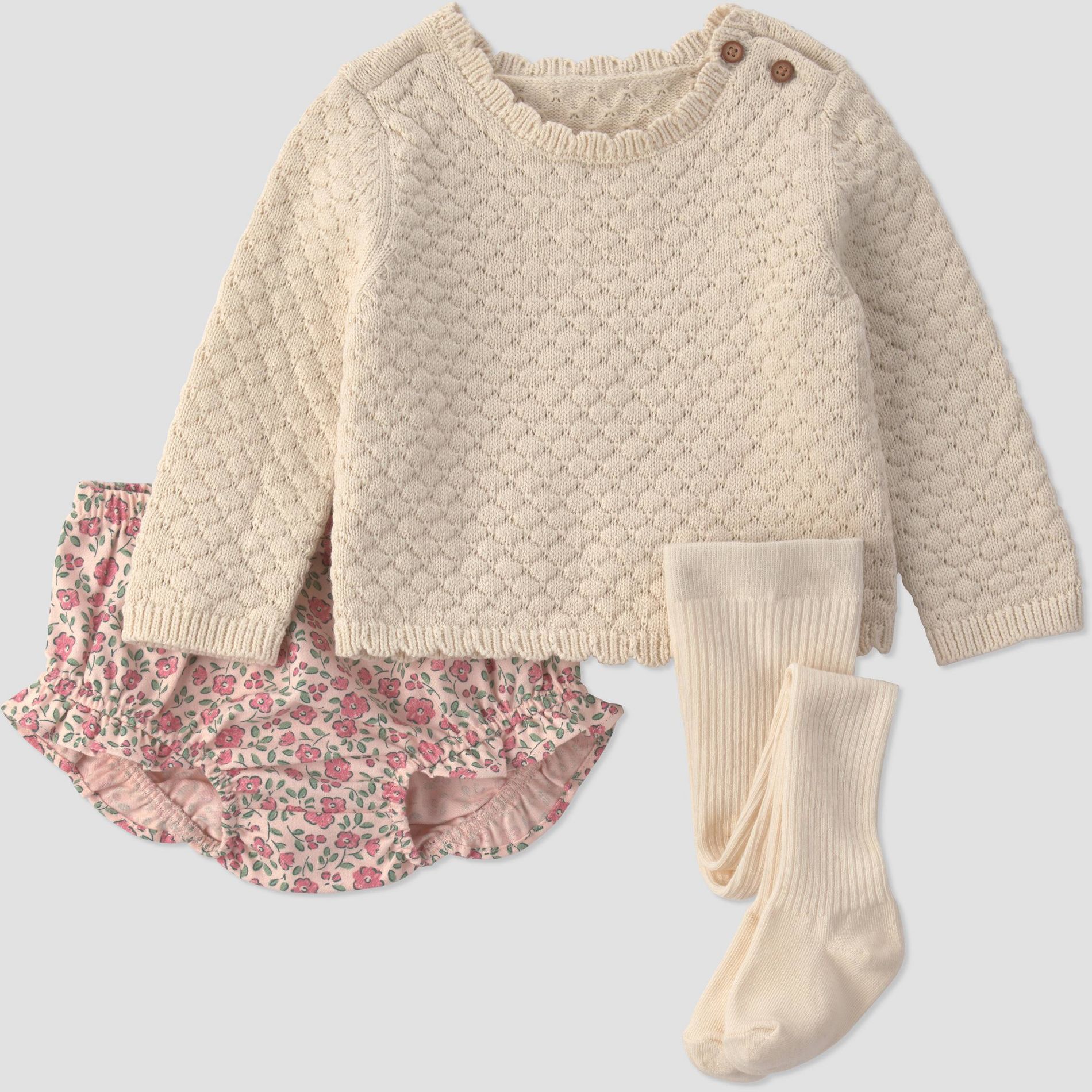 Carter's Just One You® Baby Girls' 2pc Floral Sweater and Leggings Set - Ivory/Pink