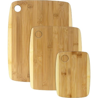 Attop 3-Piece Two-Tone Bamboo Cutting Board Set – Reversible Kitchen Boards for Chopping & Serving Cheese, Meat