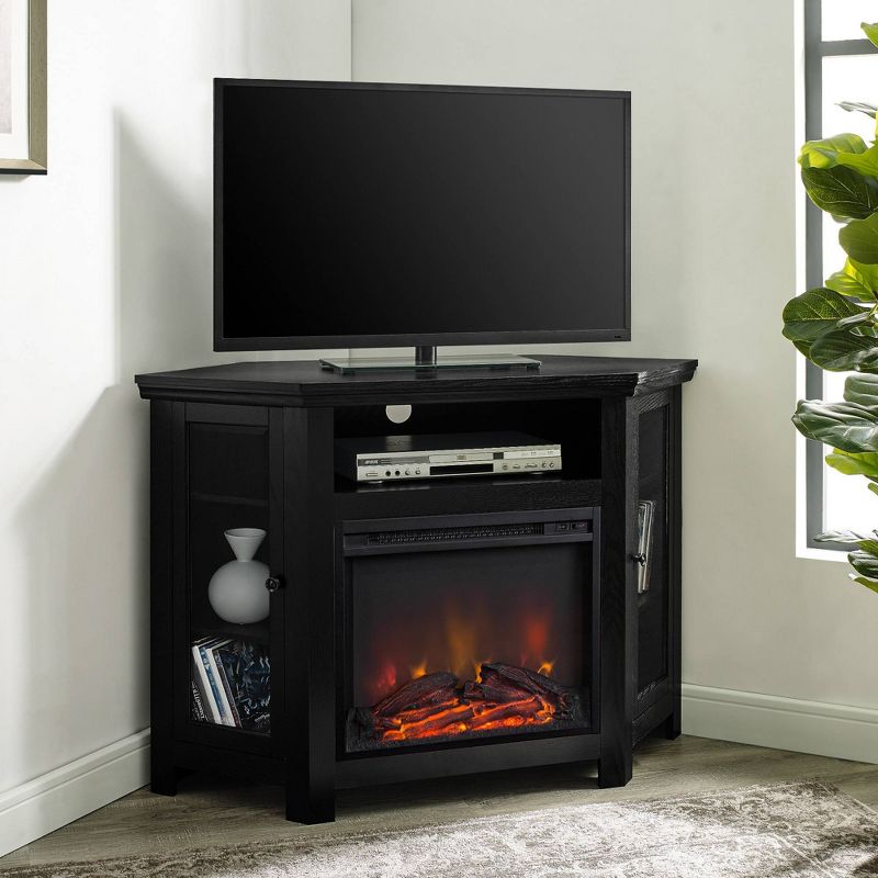 Glass Door Electric Fireplace Corner TV Stand for TVs up to 50" - Saracina Home, 3 of 12