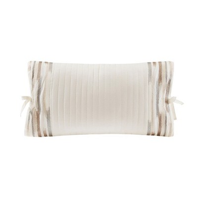 N Natori Embroidered Cotton Oblong Decorative Pillow, White