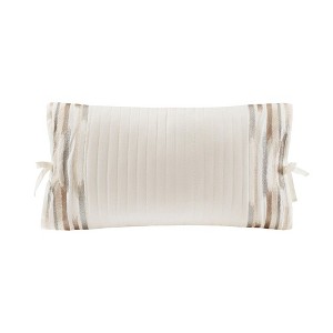 N Natori Embroidered Cotton Oblong Decorative Pillow, White - 1 of 4