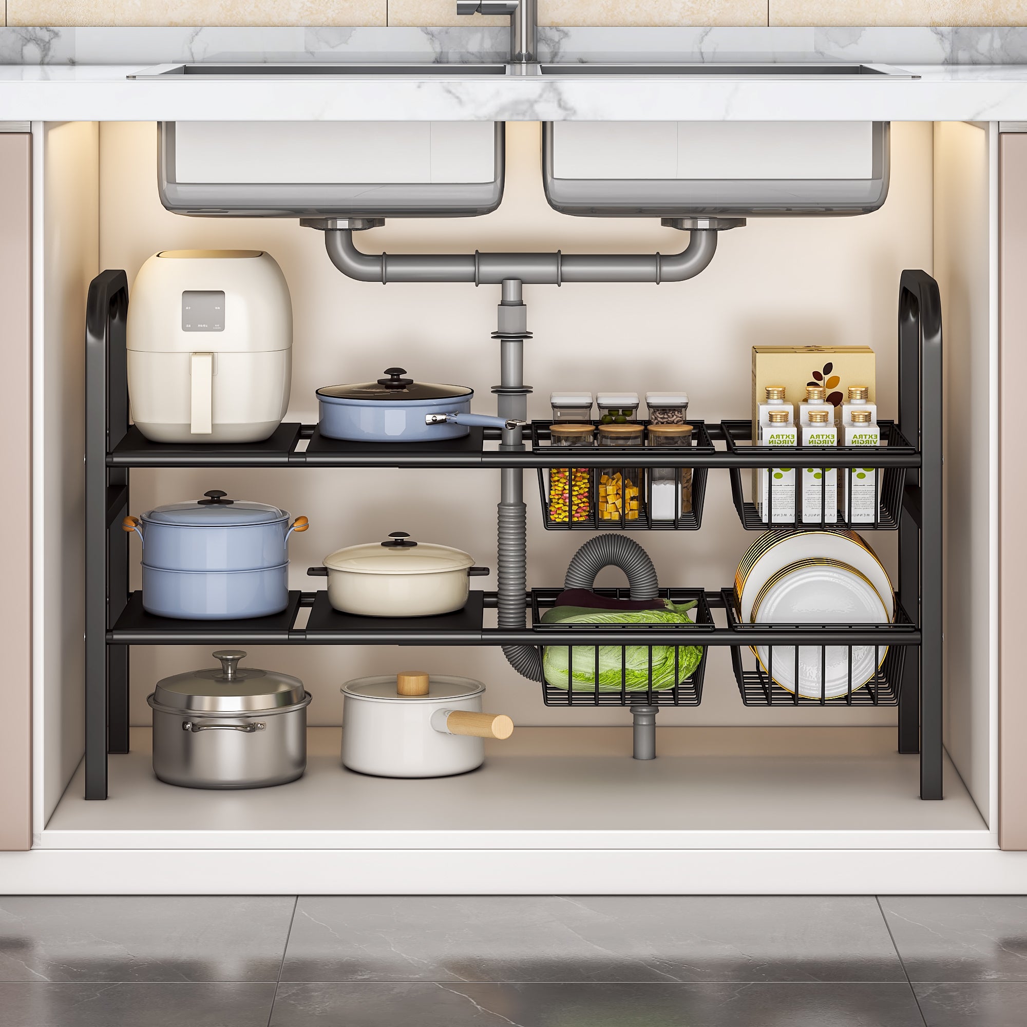 Under Sink Organizer and Storage-black