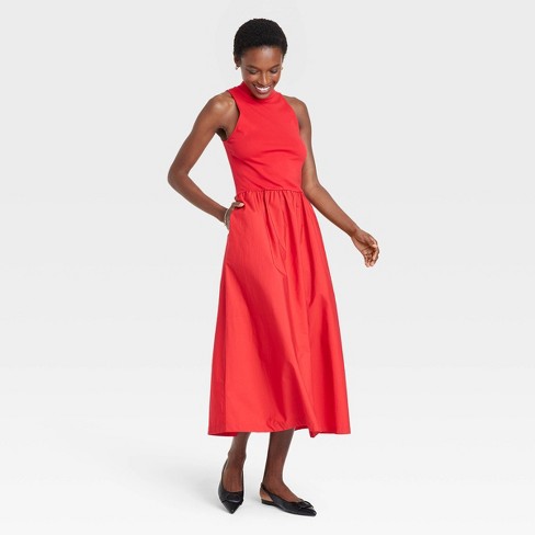 Women s Maxi A line Dress A New Day Red L Target