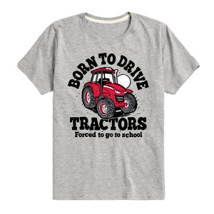 Boys' - Instant Message - Born To Drive Tractors Forced To Go To School Short Sleeve Graphic T-Shirt - 1 of 4