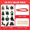 Joyfy 48 Pcs Christmas Ornaments Set, Snowman, Snowflakes, Tree & Reindeer DIY Scratch Paper Art Craft Kit for Kids, Rainbow Hanging Decor - 2 of 4