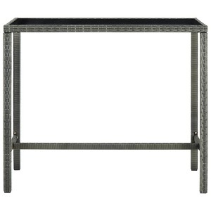 vidaXL Bar Table Brown PE Rattan, Tempered Glass, Powder-Coated Steel - 1 of 4