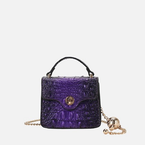 MKF Collection Luxe Croc-Embossed Mini Satchel Bag with Gold Chain Strap, Vegan Leather by Mia K