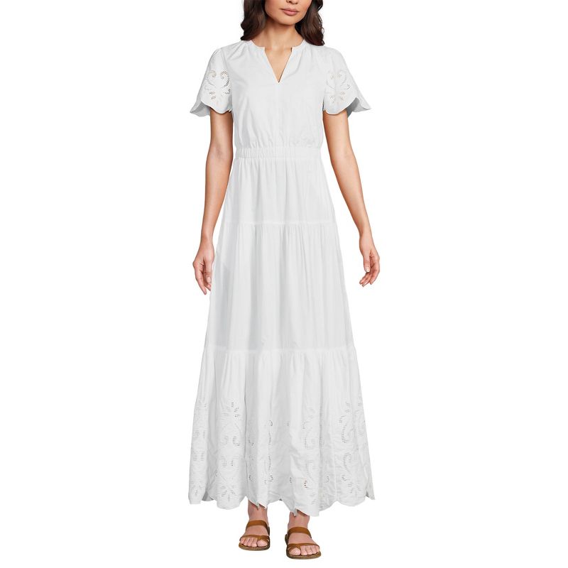 Lands' End Women's Tiered Eyelet Maxi Dress, 1 of 5