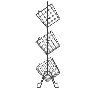 Black Metal 3-Tier Stackable Wire Storage Basket Stand