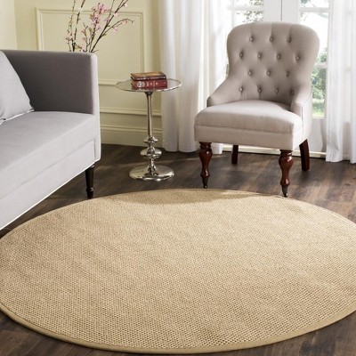 Natural Fiber Maize and Linen Round Area Rug, 4'